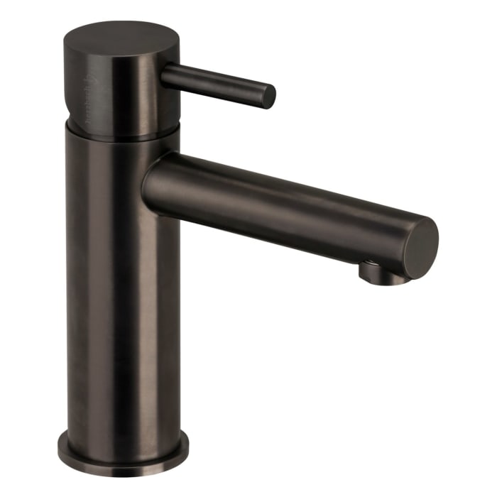 Herzbach DESIGN IX PVD BLACK STEEL Waschtisch-Einlochbatterie M-Size mit Ablaufgarnitur