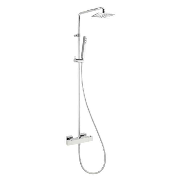 Herzbach LIVING SPA Duschsäule mit Regenbrause 20 cm eckig, mit Stabhandbrause