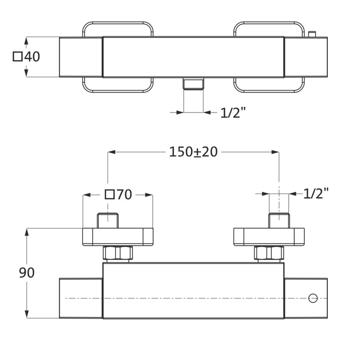 Herzbach LIVING Thermostat-Brausebatterie Aufputz