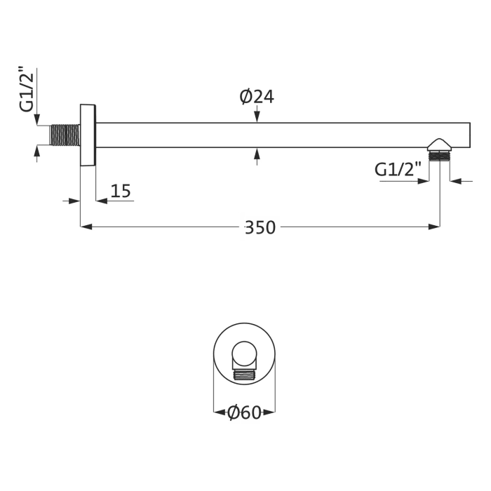 Herzbach LIVING SPA Wandarm 35 cm