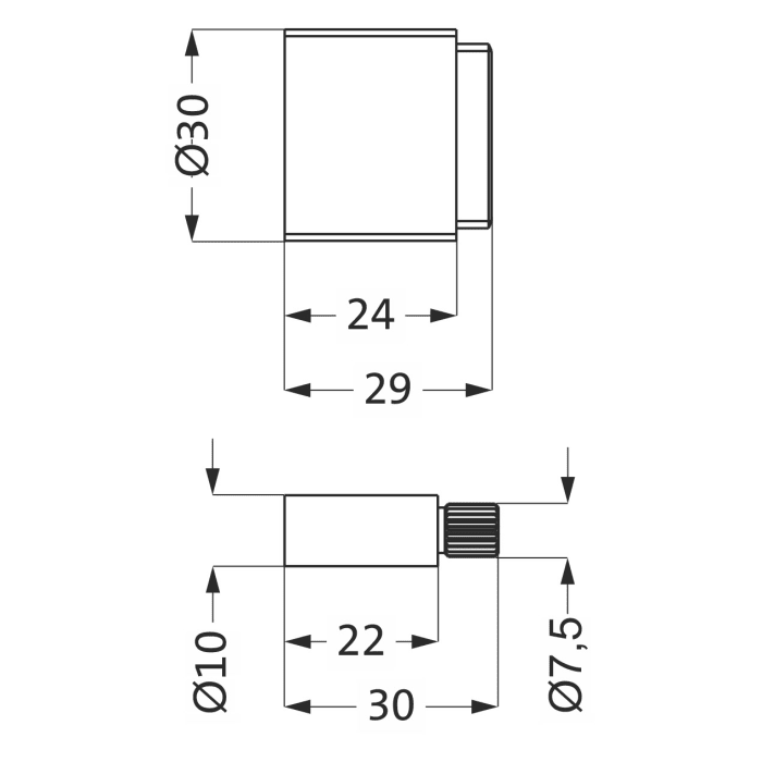 Herzbach LOGIC Unterputzverlängerung 3 cm für Unterputzventil und Zwei- oder Dreiwegeumsteller