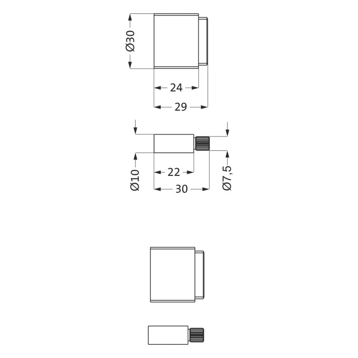 Herzbach LOGIC Unterputzverlängerung 3 cm für Wandbrückenarmaturen