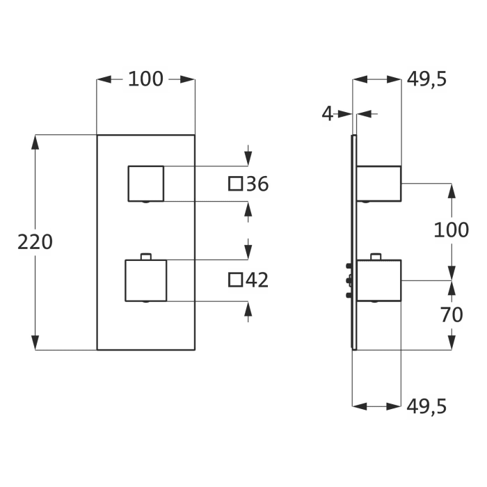 Herzbach LOGIC XL 1 Thermostat-Farbset 1 Blende und 2 Griffe