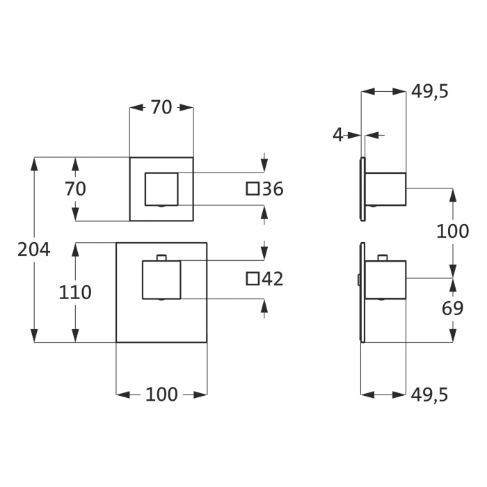 Herzbach LOGIC XL 1 Thermostat-Farbset 2 Blenden und 2 Griffe