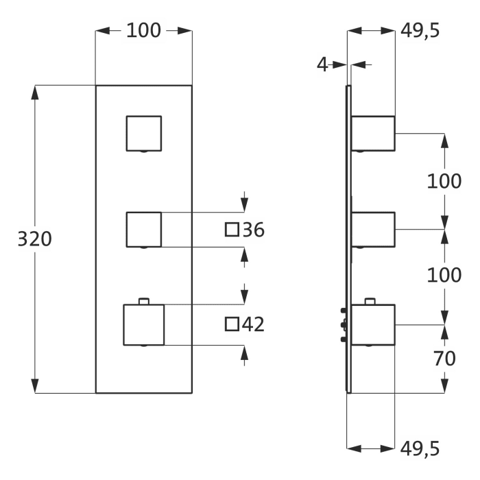 Herzbach LOGIC XL 2 Thermostat-Farbset 1 Blende und 3 Griffe