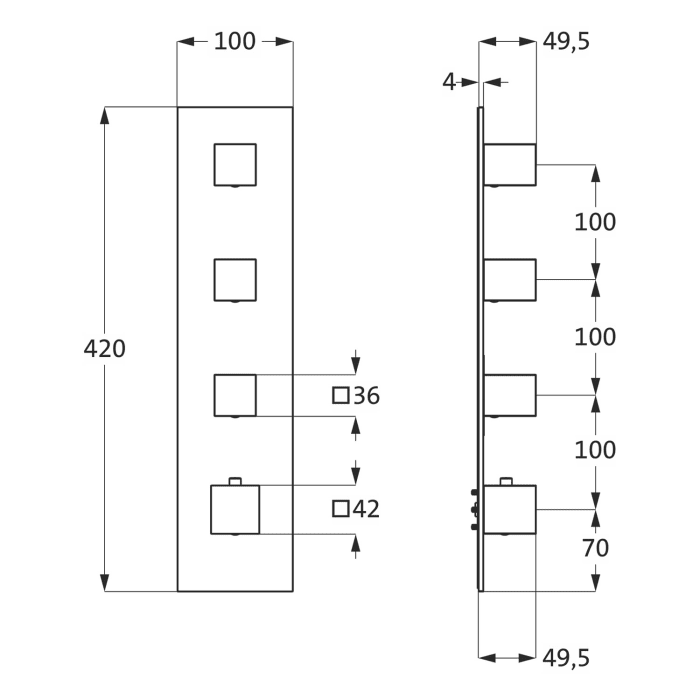 Herzbach LOGIC XL 3 Thermostat-Farbset 1 Blende und 4 Griffe