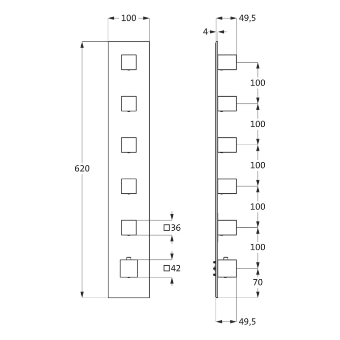 Herzbach LOGIC XL 5 Thermostat-Farbset 1 Blende und 6 Griffe
