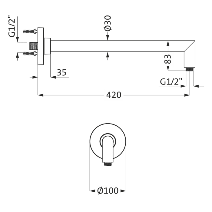 Herzbach LIVING SPA Wandarm 42 cm