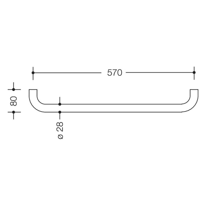 HEWI Serie 477 Badetuchhalter 57 cm ohne Rosetten