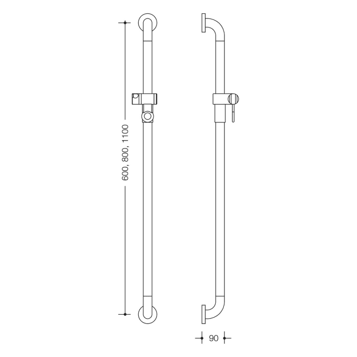 HEWI Serie 477 Brausehalterstange 60 cm