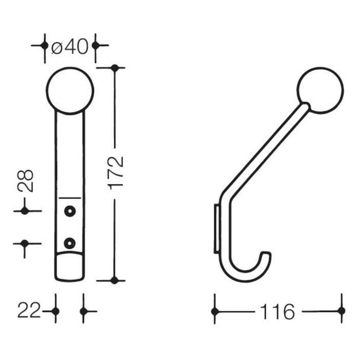 HEWI Serie 477 Garderobenhaken mit Kugel