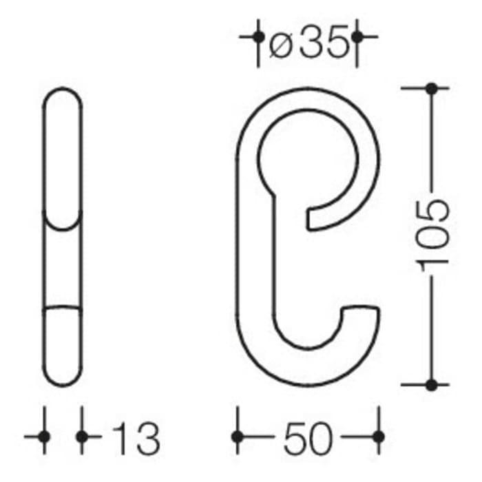 HEWI Serie 477 Haken mit Befestigungsring
