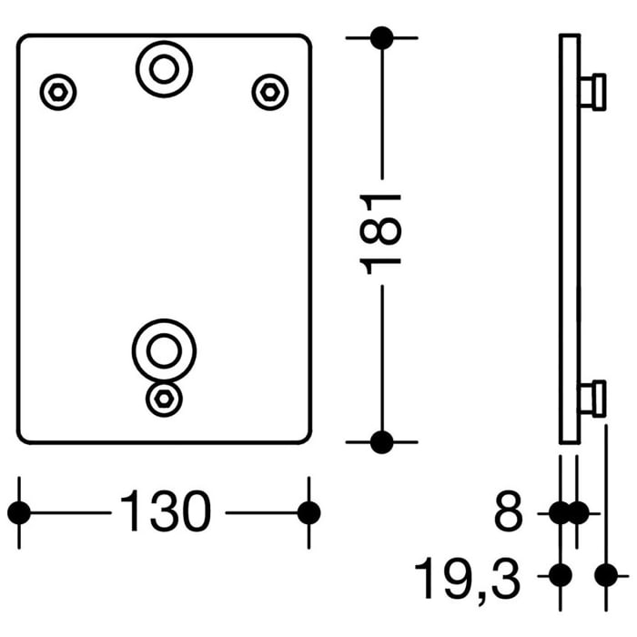 HEWI System 100 Montageplatte für mobile Stützklappgriffe