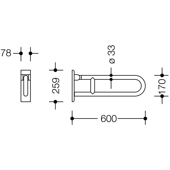 HEWI Serie 805 Stützklappgriff 60 cm