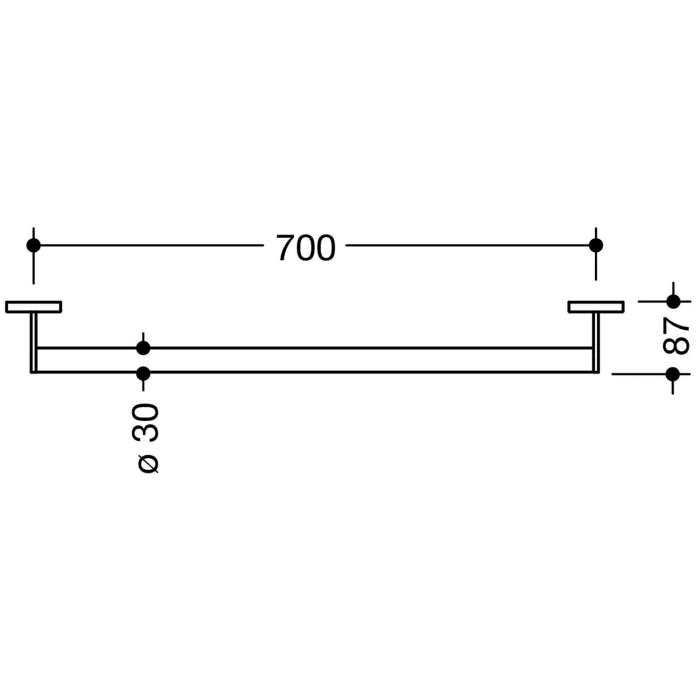 HEWI System 900 Haltegriff, 70 x 8,7 cm