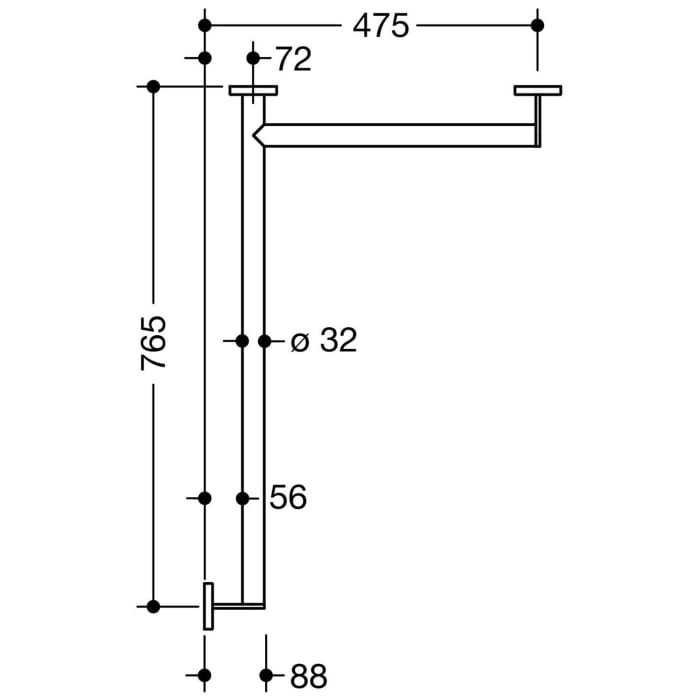 HEWI System 900 Duschhandlauf, rechts