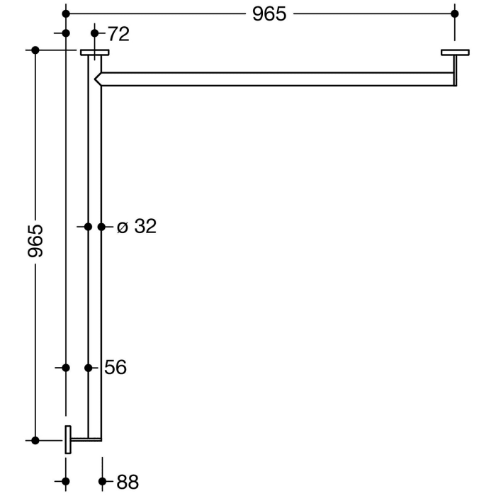 HEWI System 900 Duschhandlauf, rechts 96,5 cm