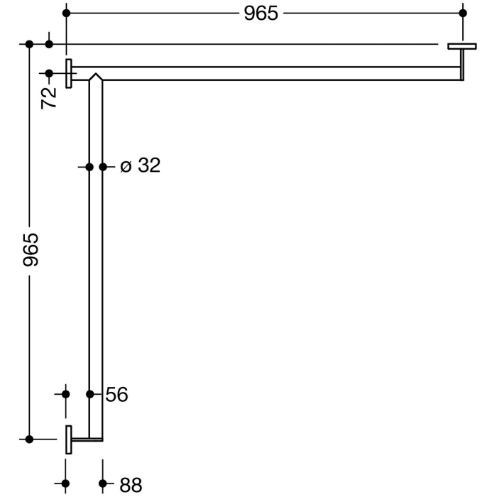 HEWI System 900 Duschhandlauf, links 96,5 cm