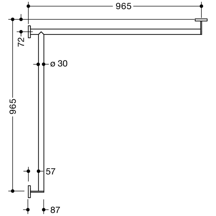 HEWI System 900 Duschhandlauf, links 96,5 cm