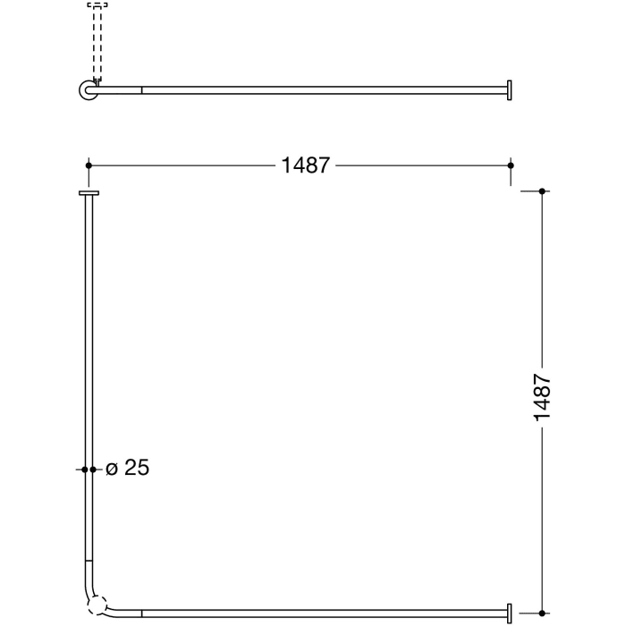 HEWI System 900 Vorhangstange für Duschwanne 150 x 150 cm