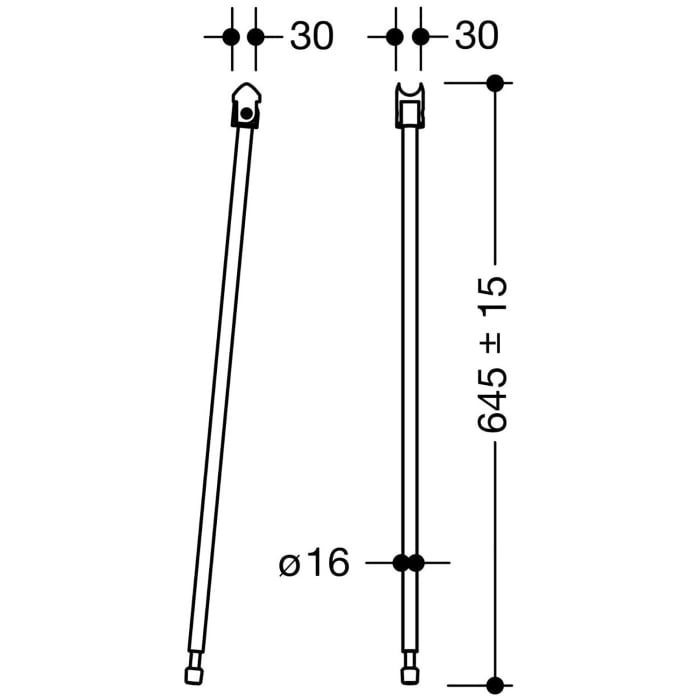 HEWI System 900 Bodenstütze, Höhe 64,5 cm
