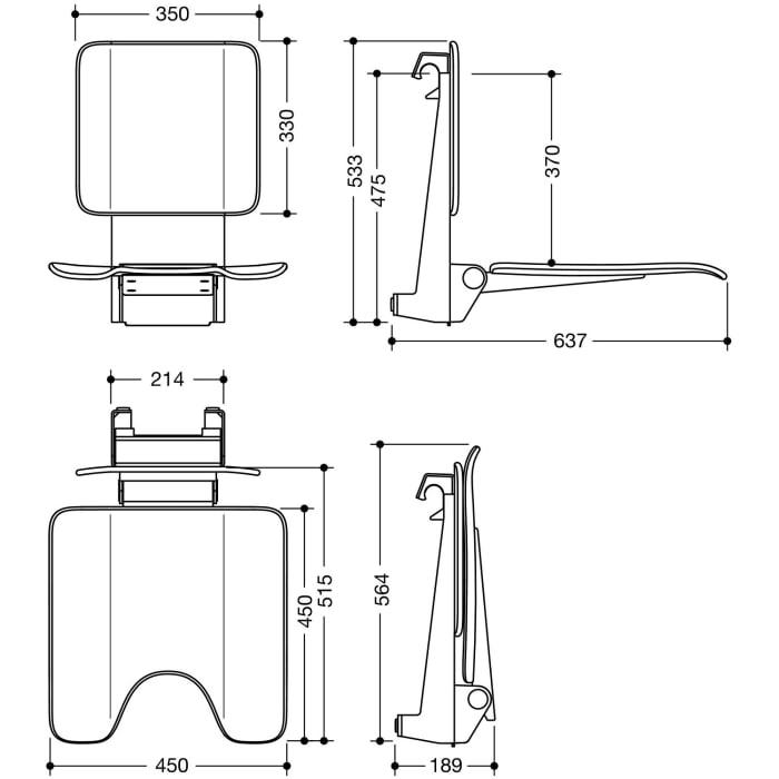 HEWI System 900 Einhängesitz mit Hygieneausschnitt
