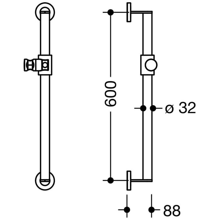 HEWI System 900 Brausehalterstange 60 cm