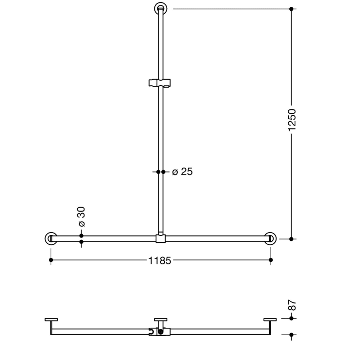 HEWI System 900 Duschhandlauf, 125 x 118,5 x 8,7 cm