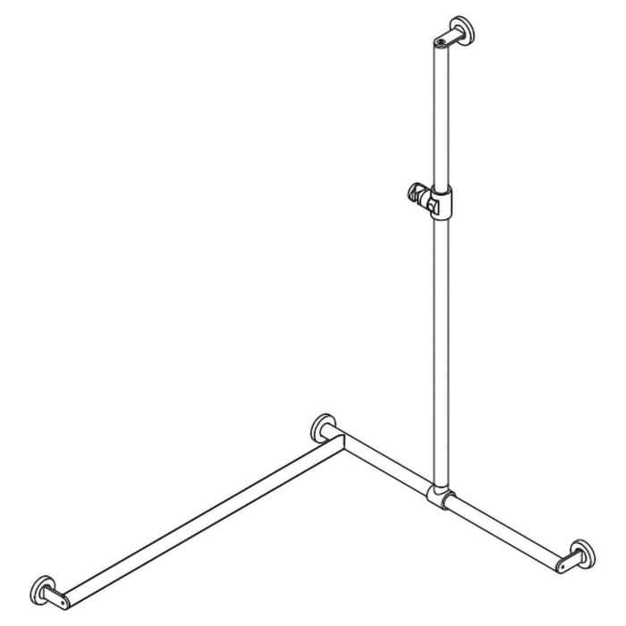 HEWI System 900 Duschhandlauf mit verschiebbarer Brausehalterstange links, 125 x 8,8 cm