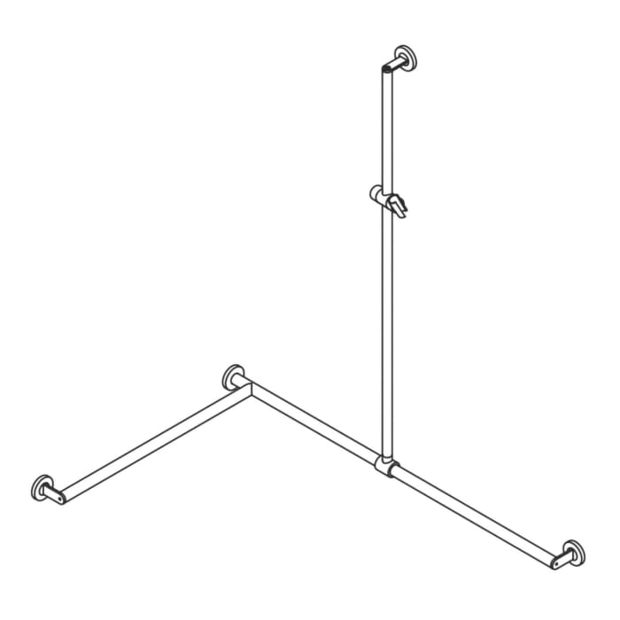 HEWI System 900 Duschhandlauf, 125 x 8,7 cm, Ausführung links