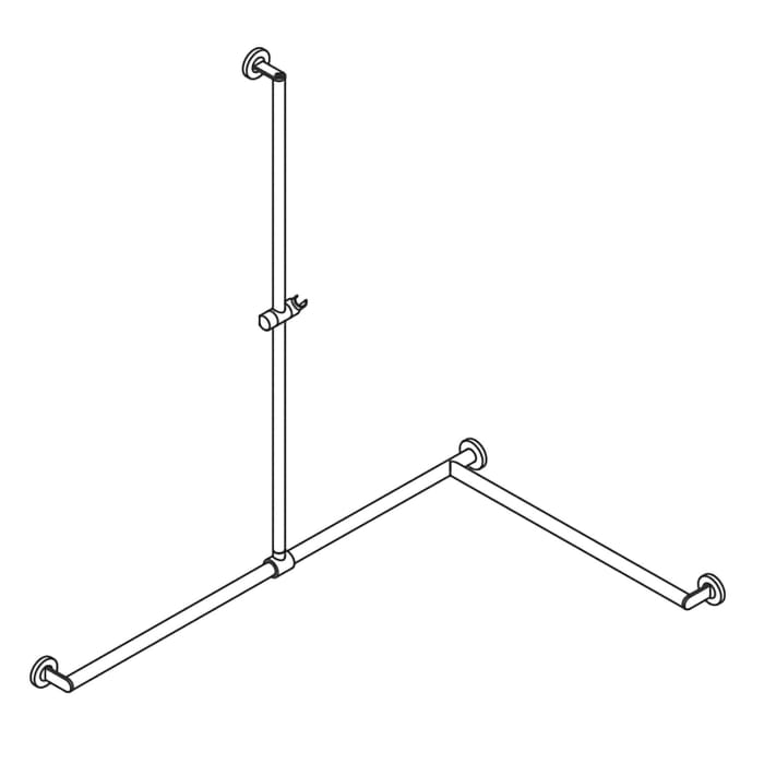 HEWI System 900 Duschhandlauf, 125 x 8,7 cm, Ausführung rechts