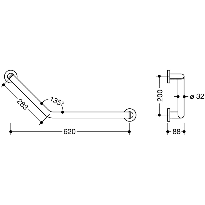 HEWI System 900 Winkelgriff 20 cm, rechts