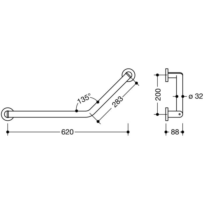HEWI System 900 Winkelgriff 20 cm, links