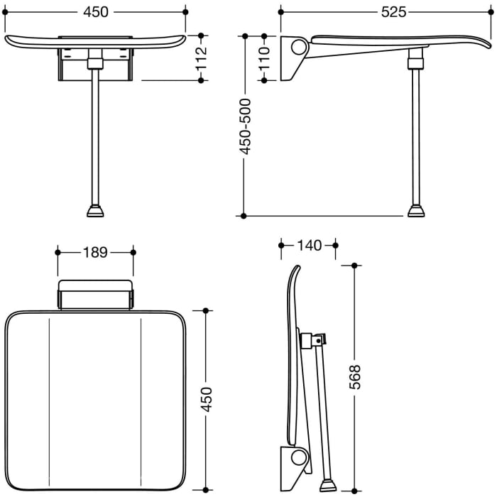 HEWI System 900 Klappsitz mit Bodenstütze