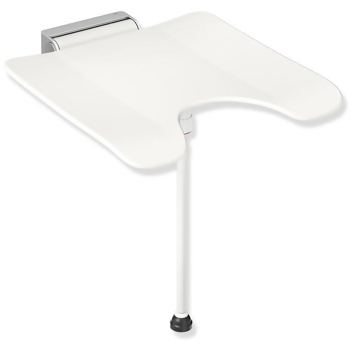 HEWI System 900 Klappsitz mit Bodenstütze und Hygieneausschnitt