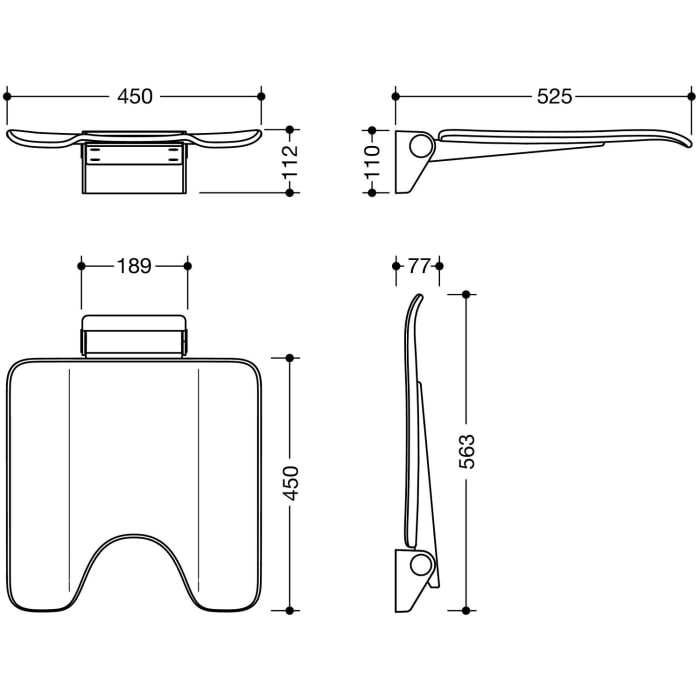 HEWI System 900 Klappsitz mit Hygieneausschnitt