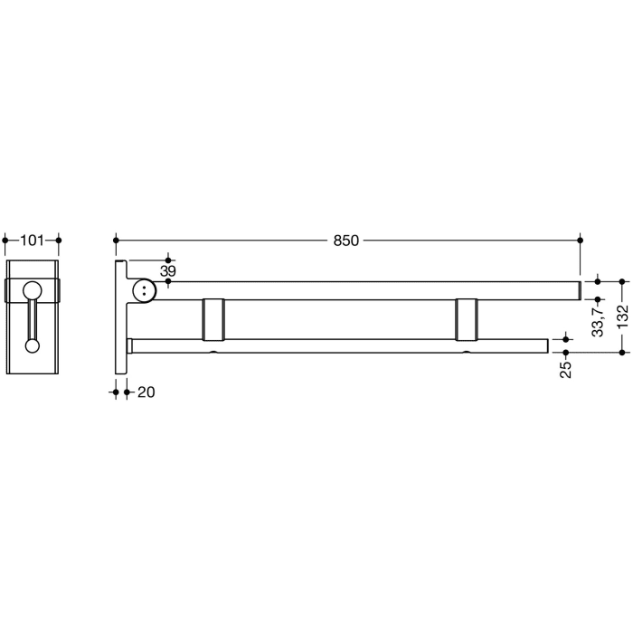 HEWI System 900 mobiler Stützklappgriff Duo Design A, 85cm