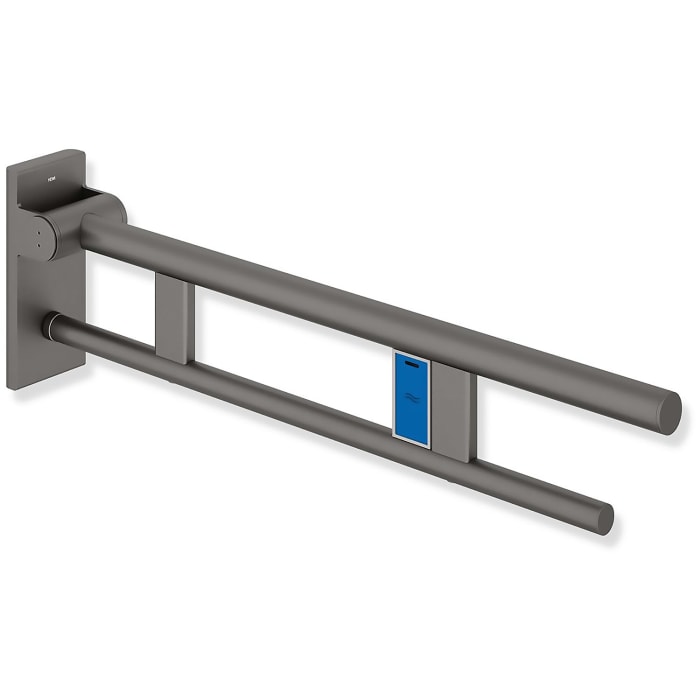 HEWI System 900 mobiler Stützklappgriff Duo Design A mit Spülauslösung (Funk), links 90 cm