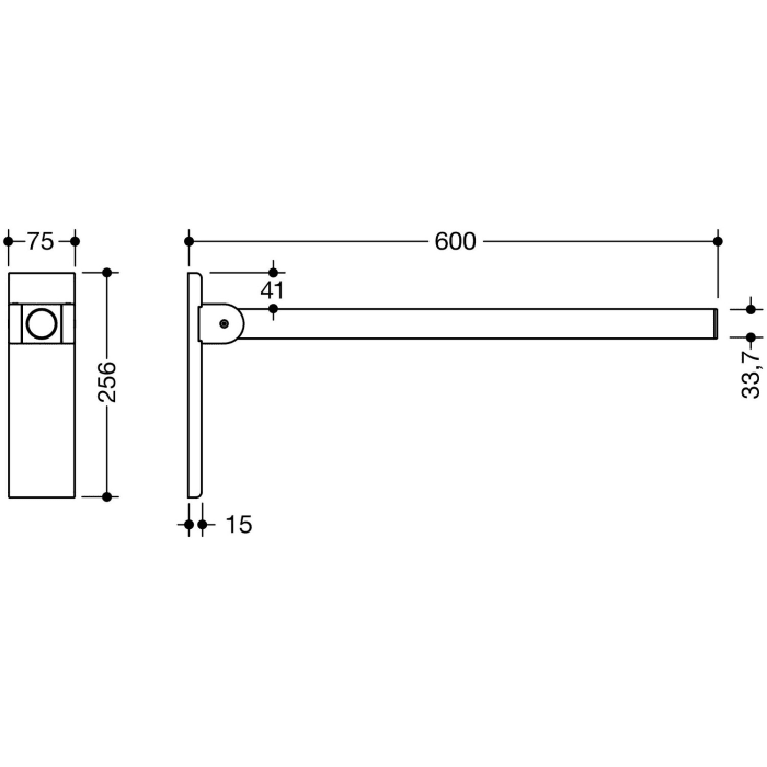 HEWI System 900 Stützklappgriff Mono Design B, 60 cm