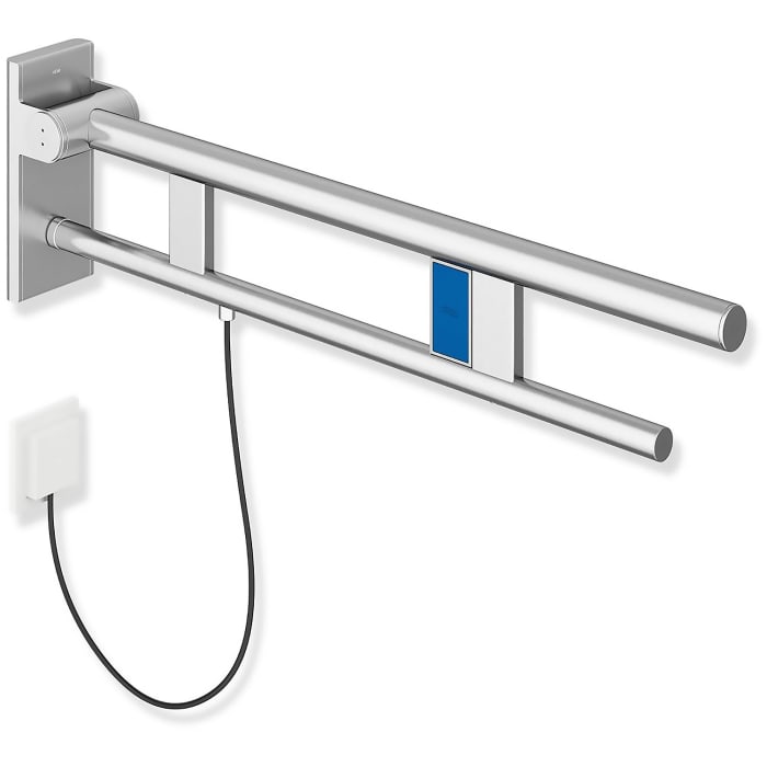 HEWI System 900 Stützklappgriff Duo Design A mit Spülauslösung (E-Ausführung), rechts 75 cm
