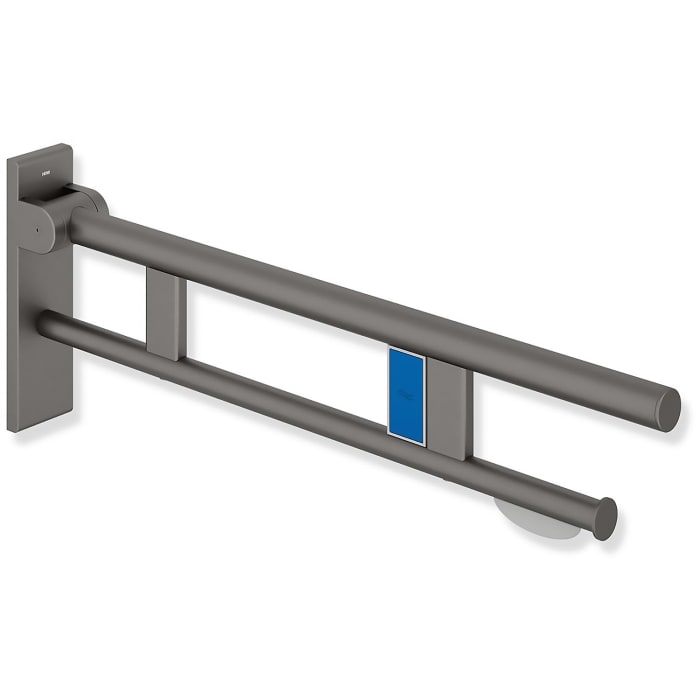 HEWI System 900 Stützklappgriff Duo Design B mit WC-Papierhalter und Spülauslösung (Funk), re. 85 cm