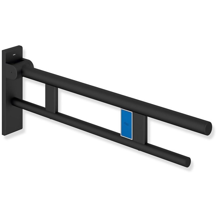 HEWI System 900 Stützklappgriff Duo Design B mit Spülauslösung (Funk), links 70 cm