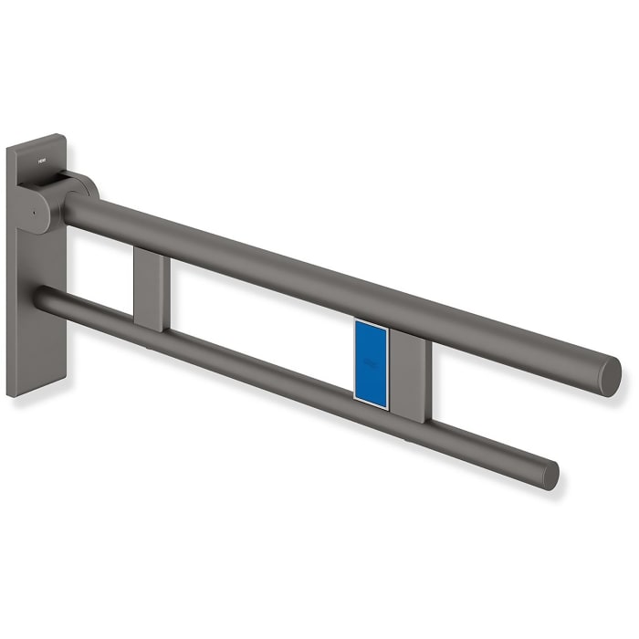 HEWI System 900 Stützklappgriff Duo Design B mit Spülauslösung (Funk), rechts 75 cm