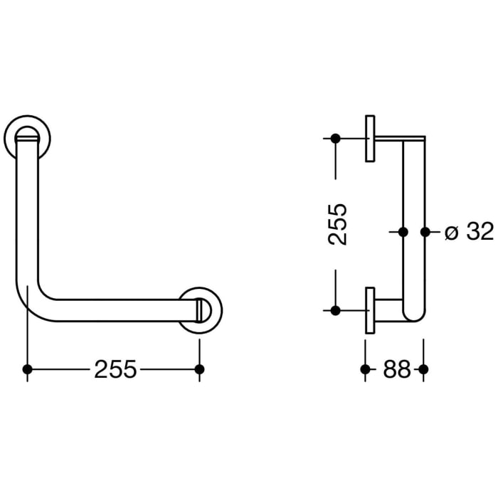 HEWI System 900 Winkelgriff 25,5 cm, links und rechts