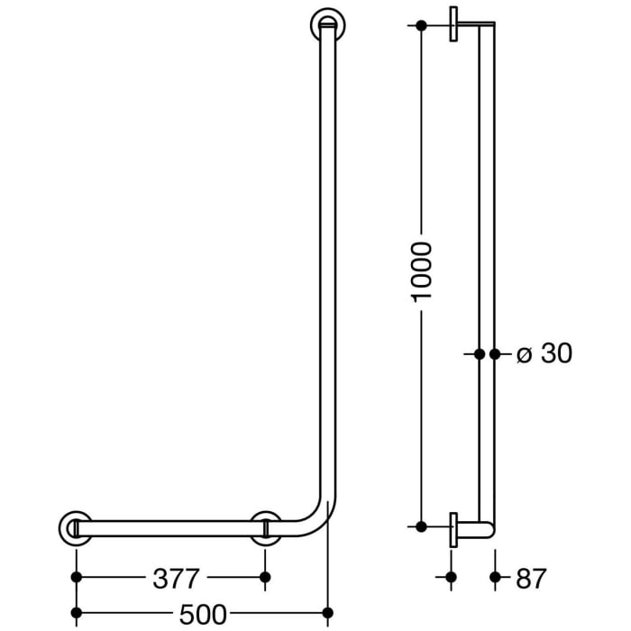 HEWI System 900 Winkelgriff 100 cm, links