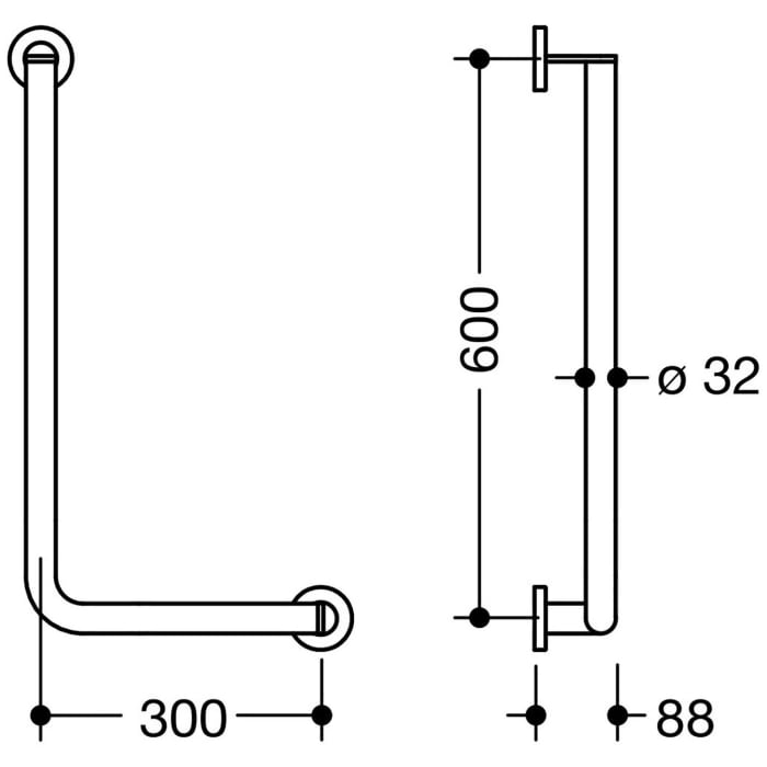 HEWI System 900 Winkelgriff 60 cm, rechts