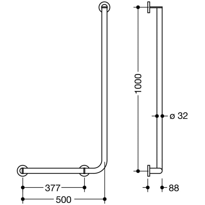 HEWI System 900 Winkelgriff 100 cm, links