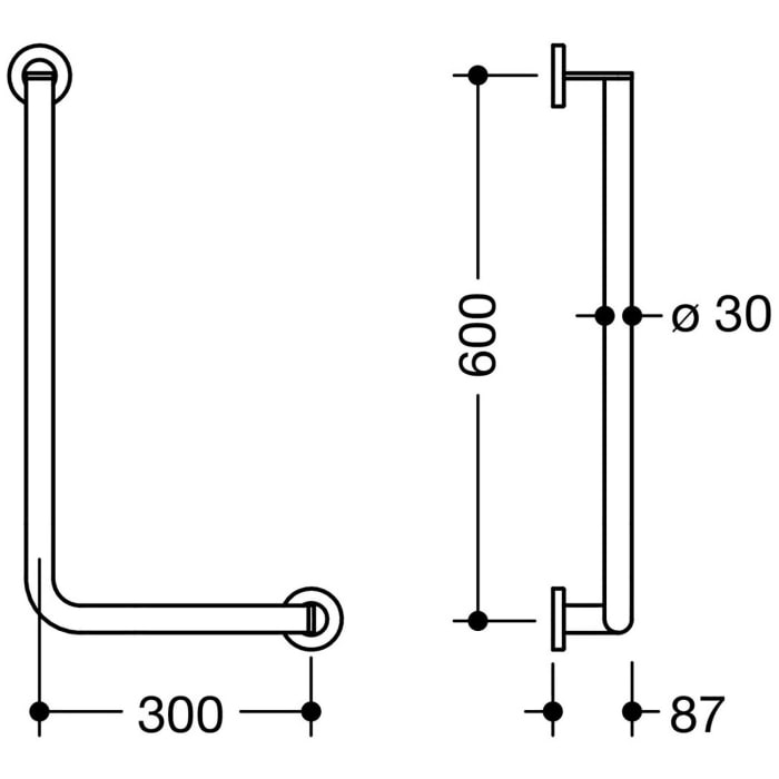 HEWI System 900 Winkelgriff 60 cm, rechts