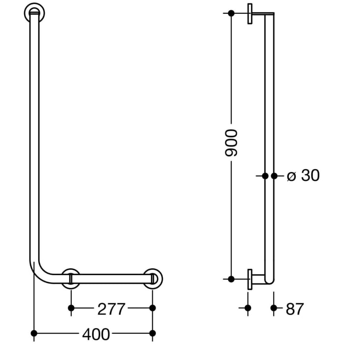 HEWI System 900 Winkelgriff 90 cm, rechts
