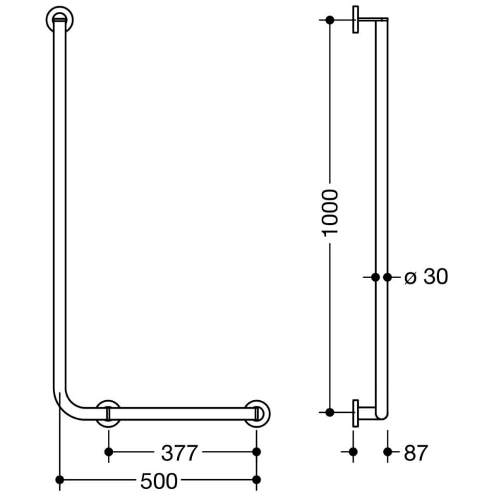 HEWI System 900 Winkelgriff 100 cm, rechts